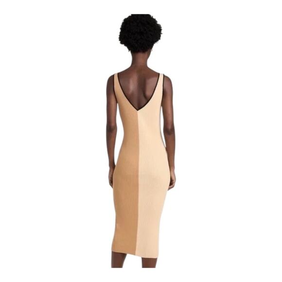 Staud Knit Ribbed Dana Dress in Fennel Multi Brown Beige Small - Picture 10 of 10
